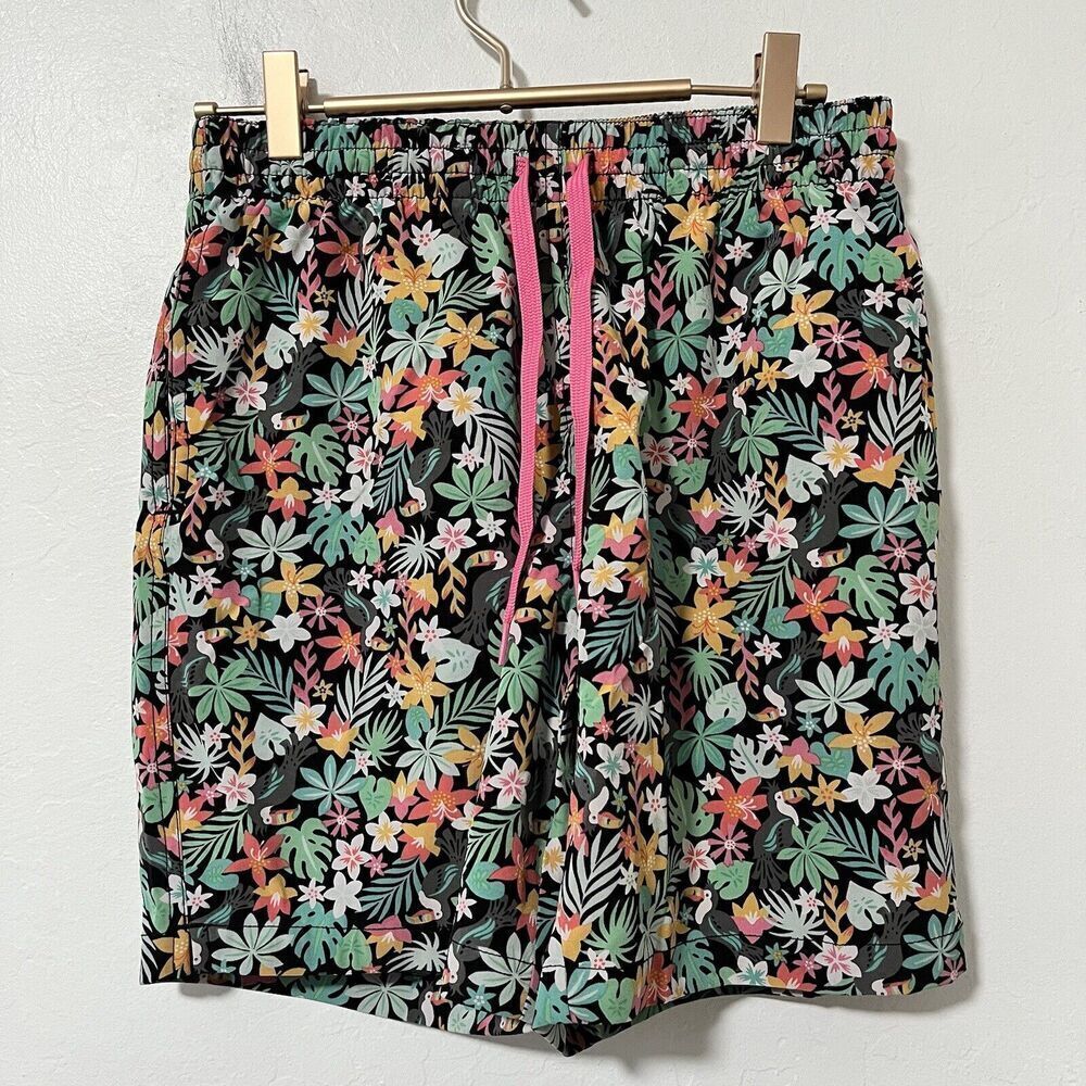 Chubbies The Bloomerangs 7" Swim Trunks Size S‎ Black Floral Beach Vacation NWOT